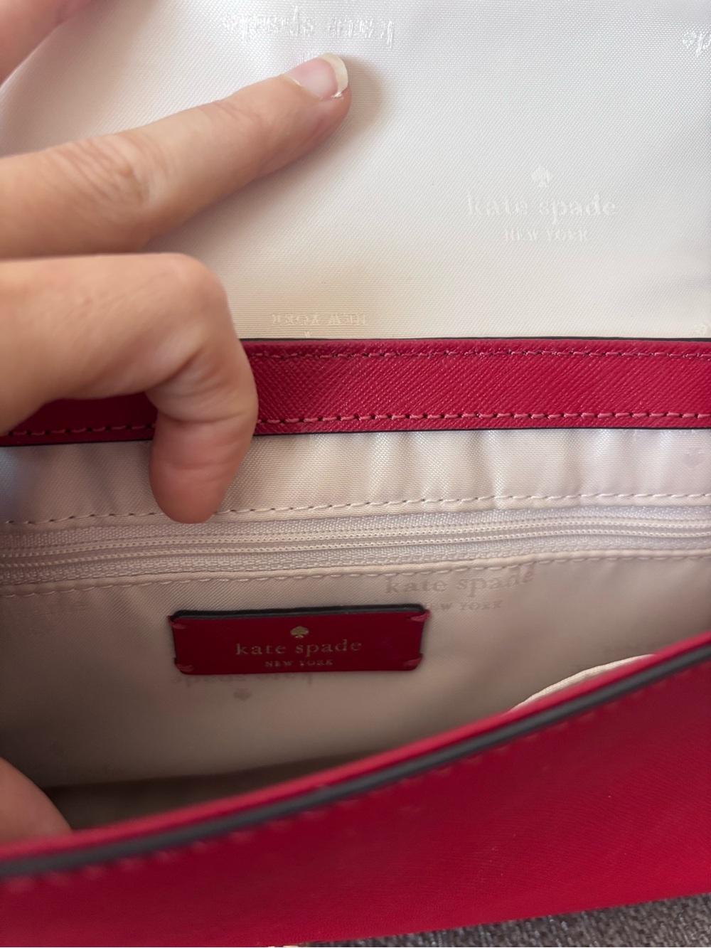 Kate Spade Cross Body Bag - Red with Gold Chain - Picture 5 of 8